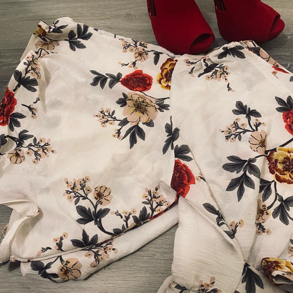 Floral Faux Wrap Top